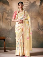 Cream Munga Silk Paithani Saree